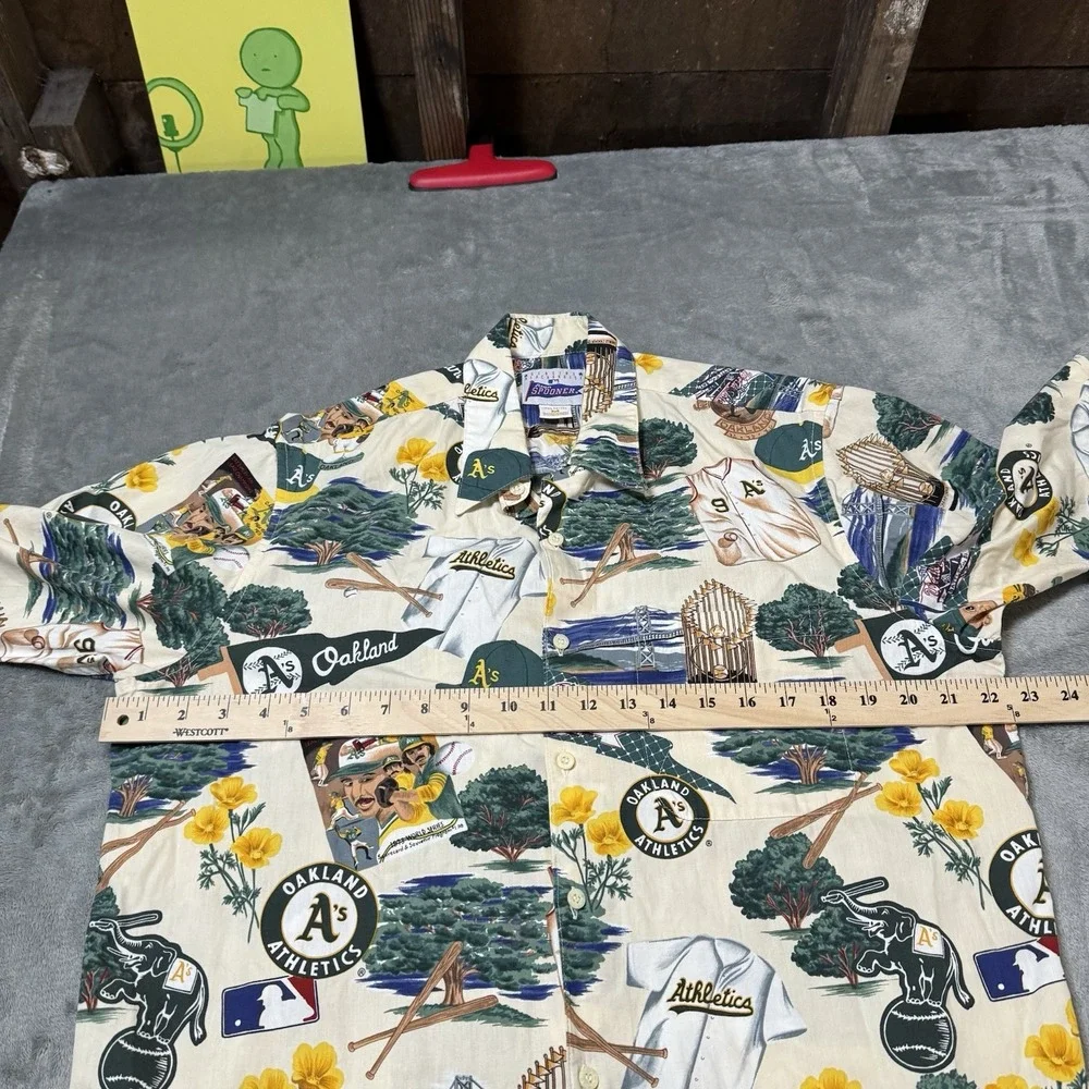 VTG Reyn Spooner Shirt Mens M Oakland‎ Athletics MLB Hawaiian Sportswear RARE - Picture 7 of 8